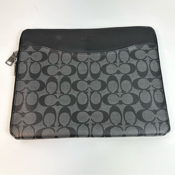 Coach Tech Case In Signature Canvas Bag Color: CHARCOAL/BLACK 11 1/4"L X8 3/4"H - Picture 8 of 11